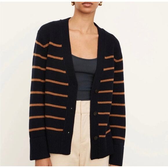Vince Sweaters - Vince Breton Stripe Wool & Cashmere-Blend Cardigan